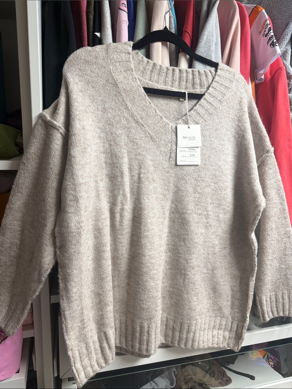 Miracle V-Neck Relaxed Sweater in Oatmeal Beige